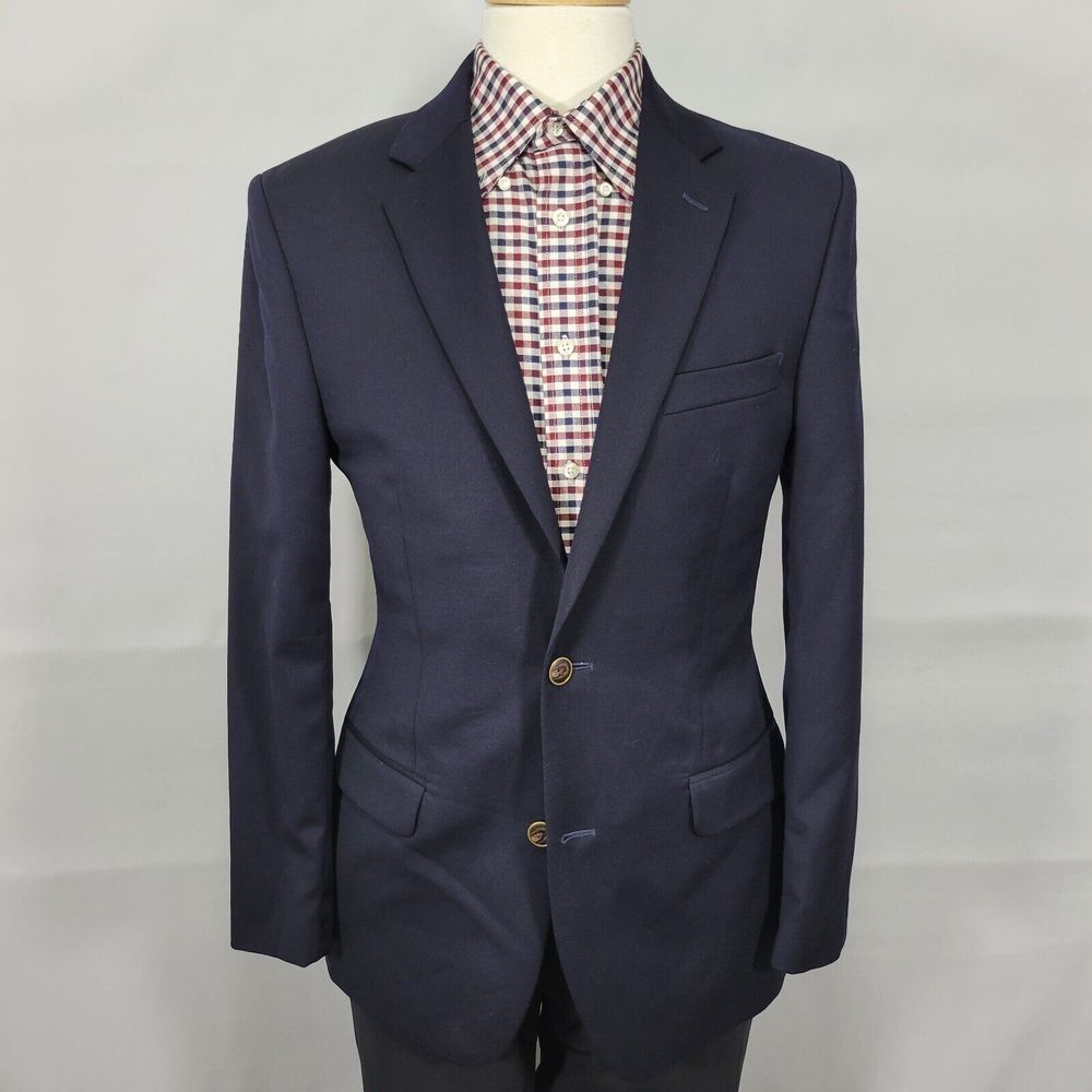 Joseph Feiss Men's Sport Coat Blazer Two Button Navy Blue Twill Classic Fit 37r